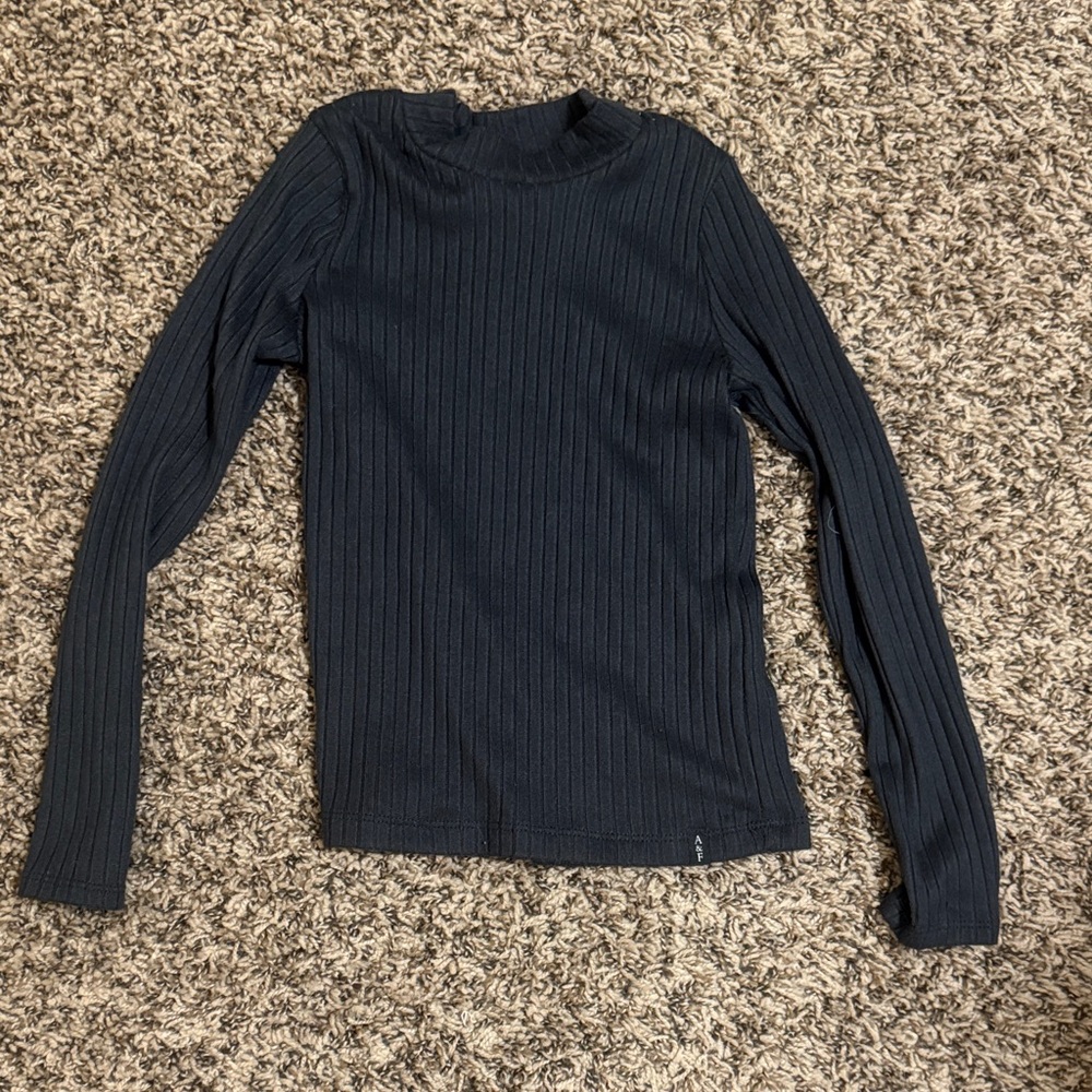 abercrombie kids soft Black Ribbed Long Sleeve Mock Neck Tee